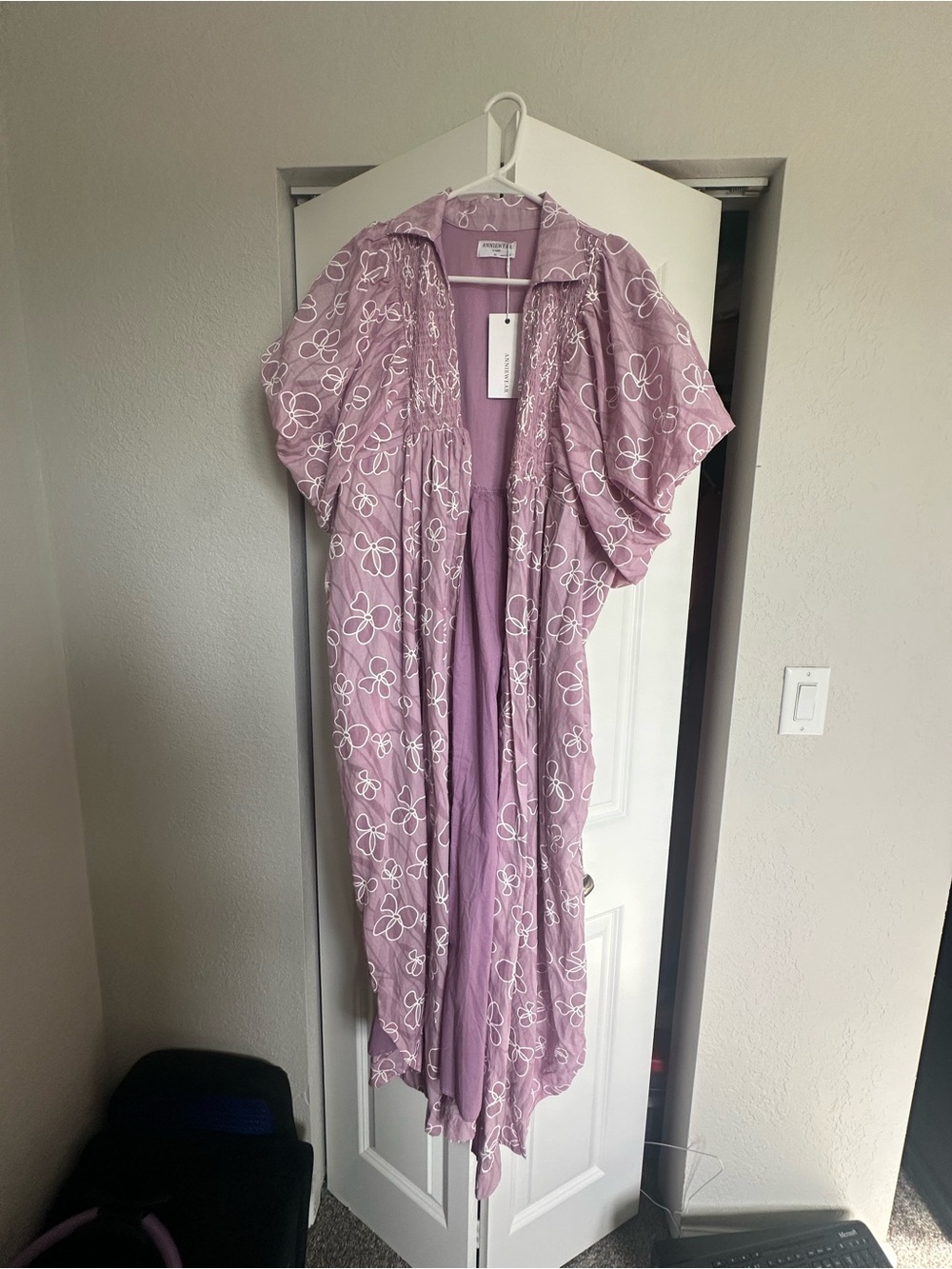 Lavender Floral Button-Down Duster